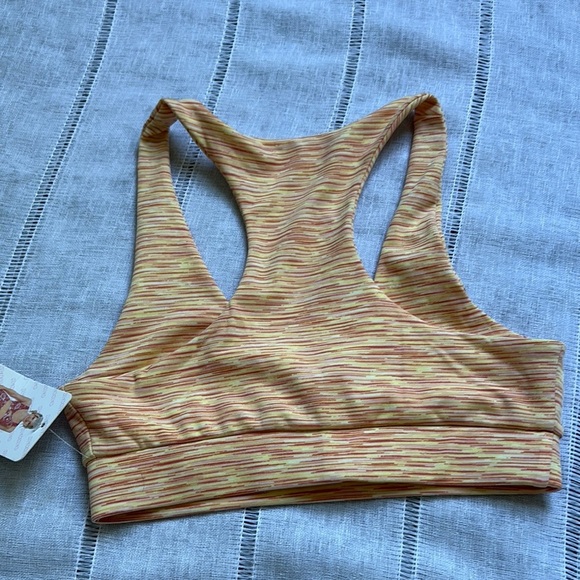 Shosho Orange Yellow Sports Bra with Racerback Design - Picture 4 of 7